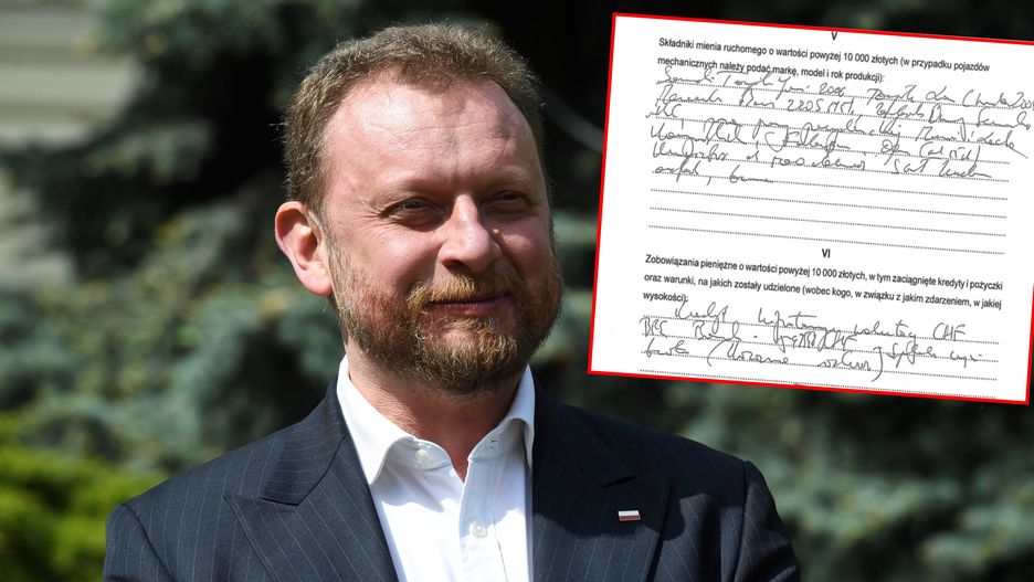 Framgent oświadczenia majątkowego min. Szumowskiego. "Samochód Toyota Yaris 2006, toyota Land Cruiser 3005, Mercedes Benz 2205 1951, zegarek omega seamaster, pióra pary prezydenckiej Marii i Lecha Kaczyńskich... Plus kredyt we Frankach w podanej kwocie (BRE bank) spłata części brata."