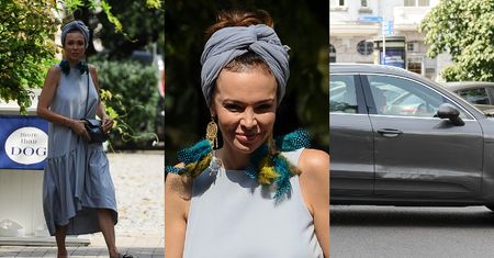Anna Wendzikowska w klapkach Diora drepcze do obitego porsche (ZDJĘCIA)