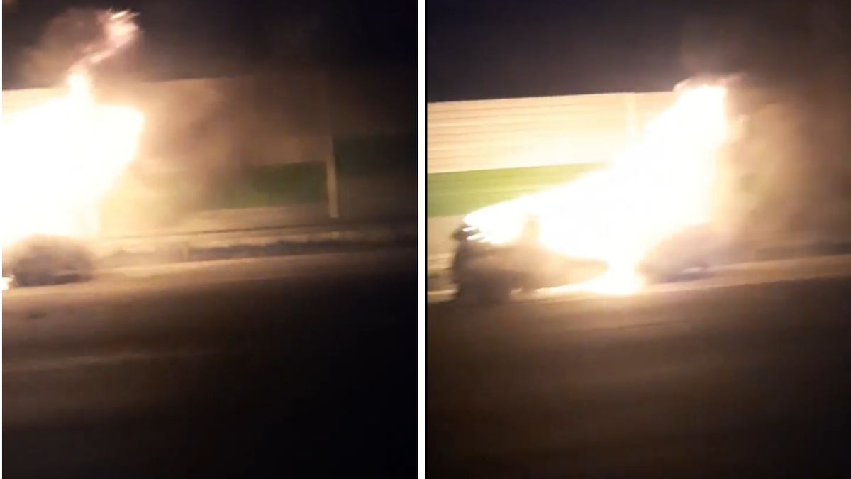 Auto stanęło w płomieniach