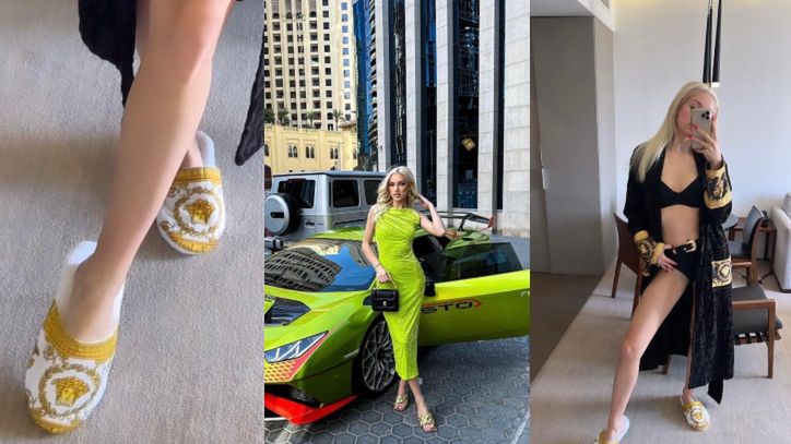 Caroline Derpienski wystrojona w Versace chwali się bogactwem w Dubaju 