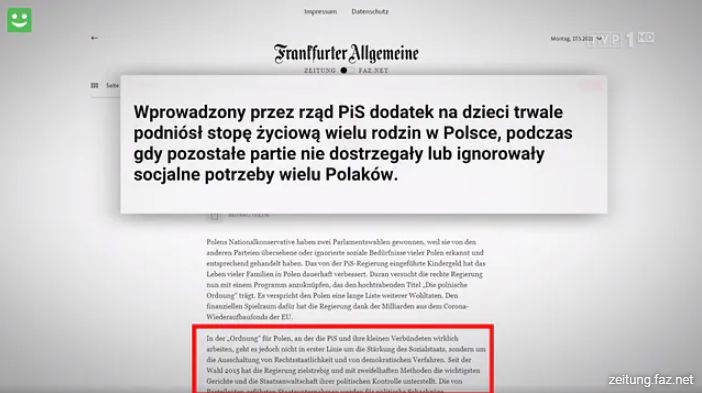 Fragment niemieckiego artykułu cytowanego w "Wiadomościach". Pominięto akapit zaznaczony na czerwono.