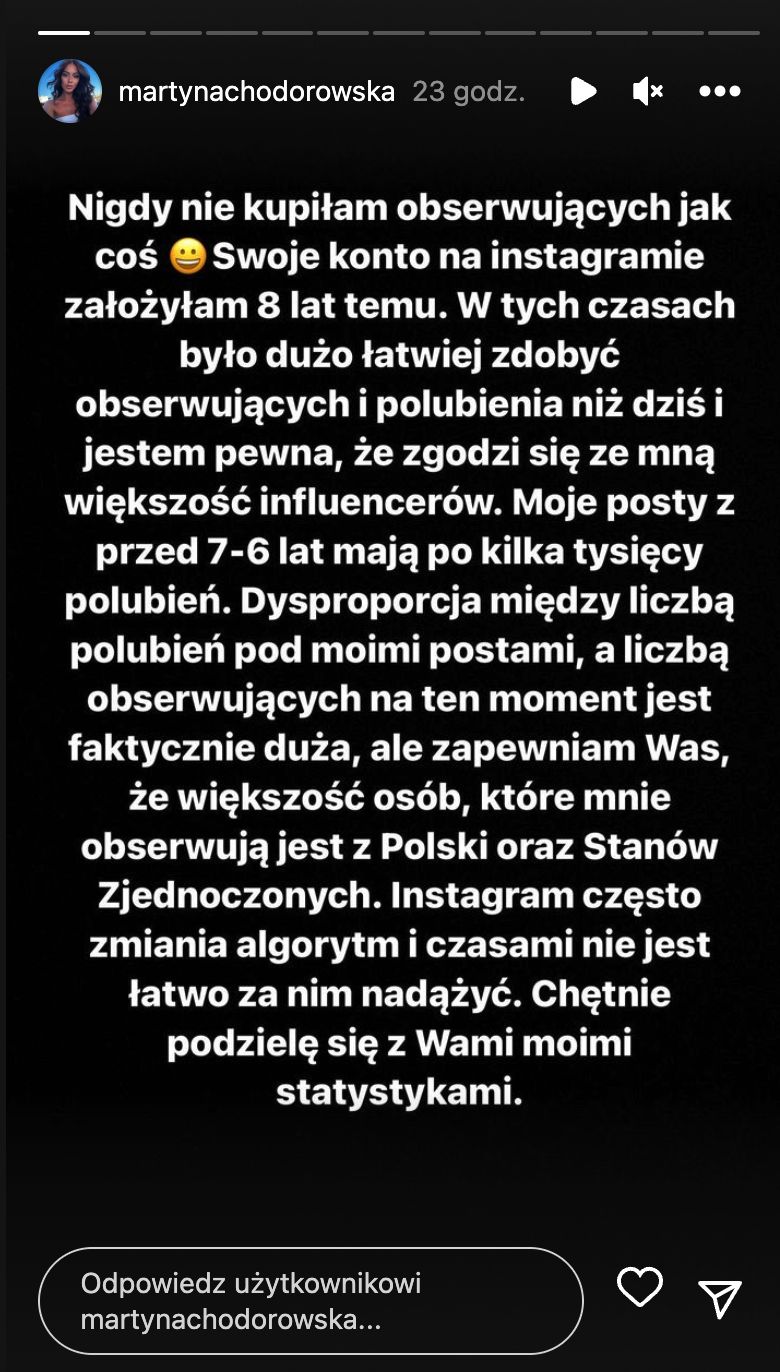 Martyna Chodorowska wydała oświadczenie