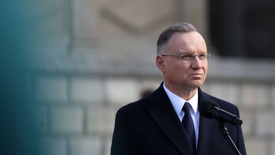 President Andrzej Duda delivers his speech after the Holy Mass at Wawel Castle on the anniversary of the Smolensk catastrophe in Krakow, Poland, on April 10, 2025. On April 10, 2010, a Polish Tupolev Tu-154 military plane crashes in Smolensk, resulting in the deaths of 96 people, including Polish President Lech Kaczynski and his wife, deputy speakers of the Sejm and Senate, as well as commanders of all branches of the Polish Armed Forces. The delegation is en route to celebrate the 70th anniversary of the Katyn massacre. The president and his wife are later interred in the Wawel Basilica. (Photo by Klaudia Radecka/NurPhoto via Getty Images)