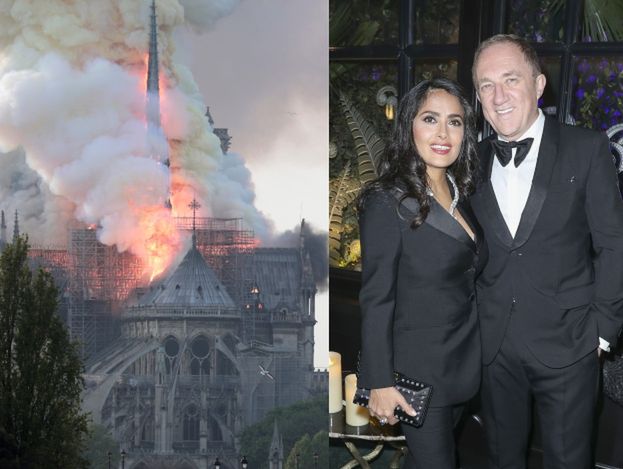 Pożar Notre Dame. Mąż Salmy Hayek przekaże 100 MILIONÓW euro na odbudowę katedry