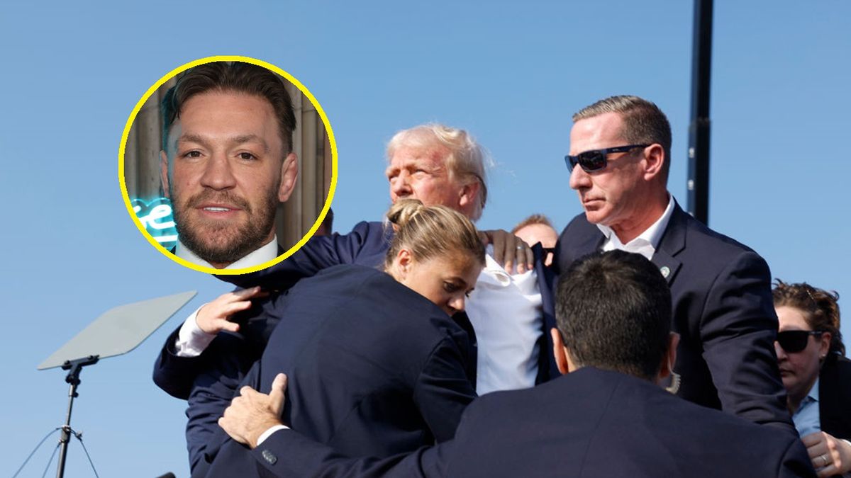 Materiały prasowe / Getty Images/Anna Moneymaker i Manoli Figetakis/WireImage/GettyI mages / Na zdjęciu: Donald Trump i Conor McGregor (w kółeczku)