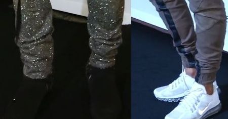 Błyszczące spodnie czy adidasy?