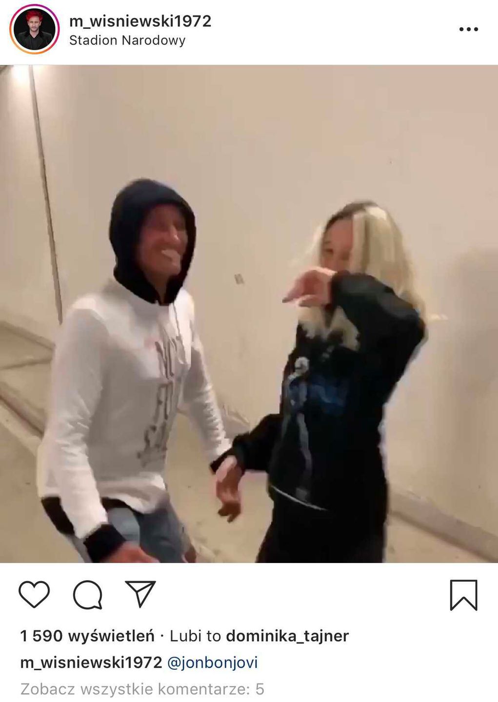 Dominika Tajner-Wiśniewska polubiła wpis Michała na Instagramie