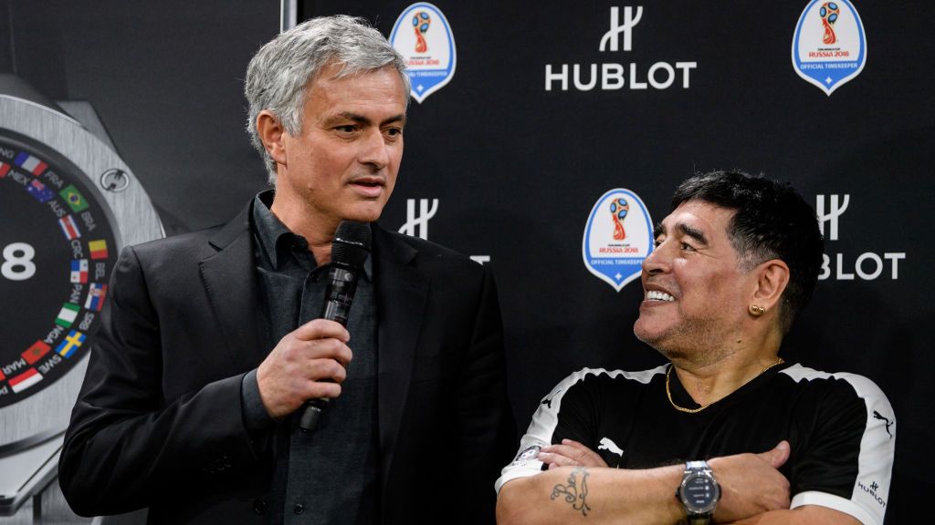 Getty Images / Na zdjęciu: Jose Mourinho (z lewej) i Diego Maradona 