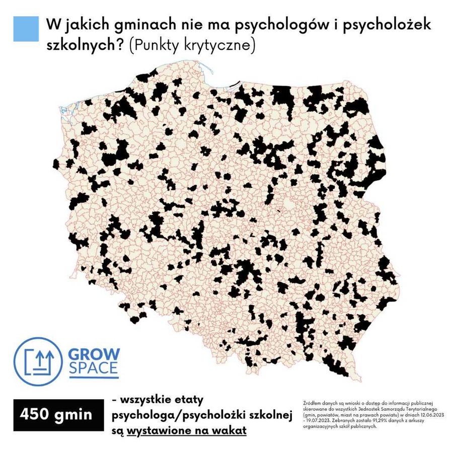 W 450 gminach w Polsce nie ma ani jednego psychologa szkolnego