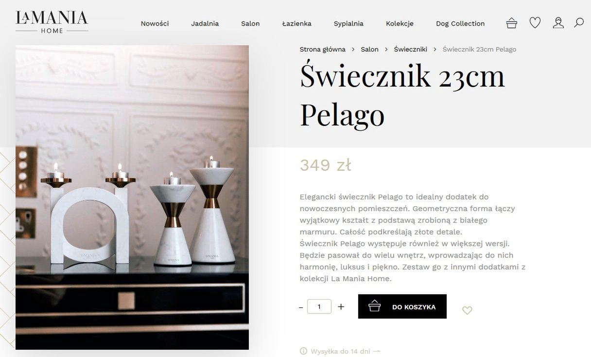 Marmurowy świecznik dostępny w ofercie La Mania Home