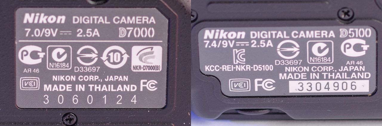 Po lewej stronie jest numer seryjny nowego aparatu, po prawej odnowionego.
