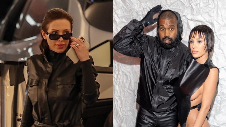 Bianca Censori wyłania się w skórzanym płaszczu z tesli 