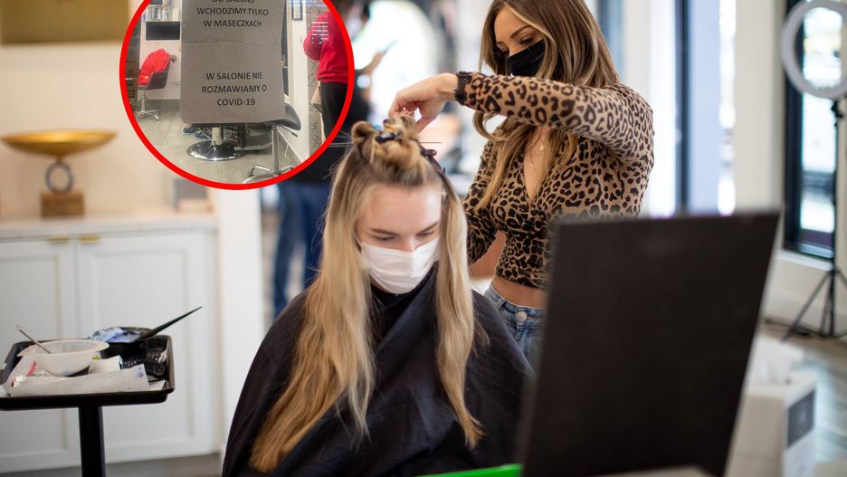 Kartka na jednym z pruszkowskich salonów fryzjerskich