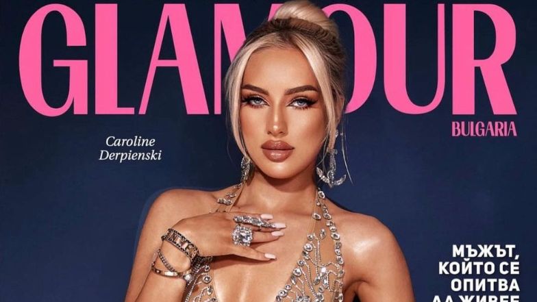 Caroline Derpienski w "NAGIEJ" sukience prezentuje drugą opcję okładki bułgarskiego "Glamour" (FOTO)