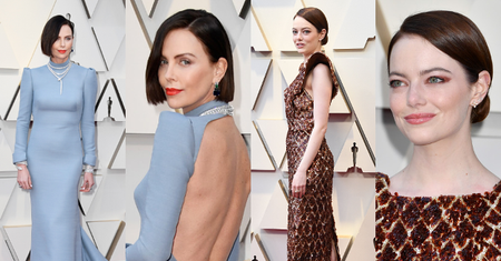 Postarzające fryzury Charlize Theron i Emmy Stone na rozdaniu Oscarów