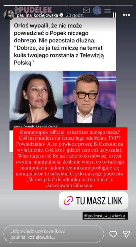 Paulina Koziejowska‑Orłoś odpowiada Annie Popek