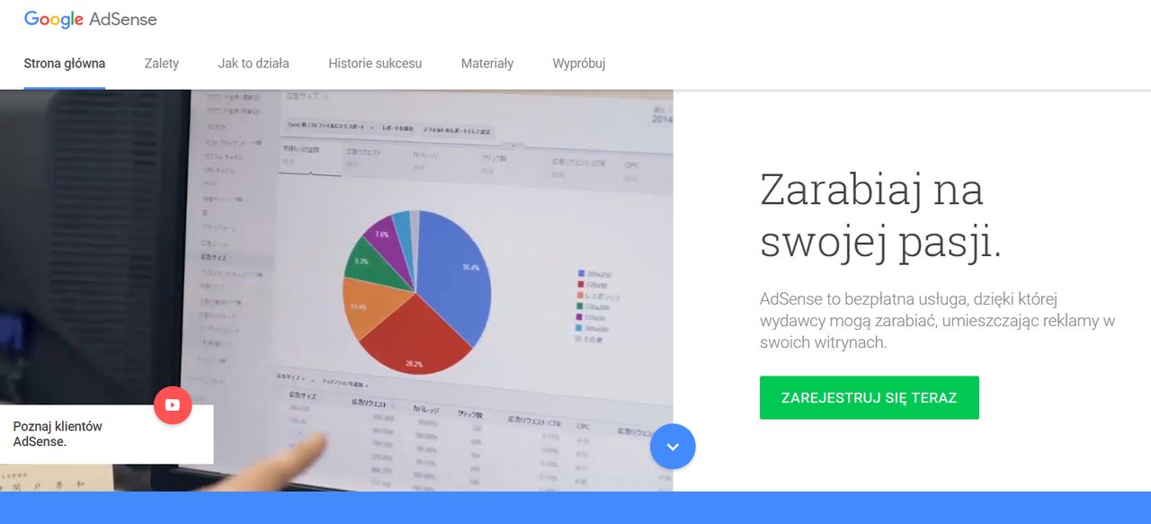 Google AdSense: serwis pozwalający zarządzać reklamami na stronach wydawców.