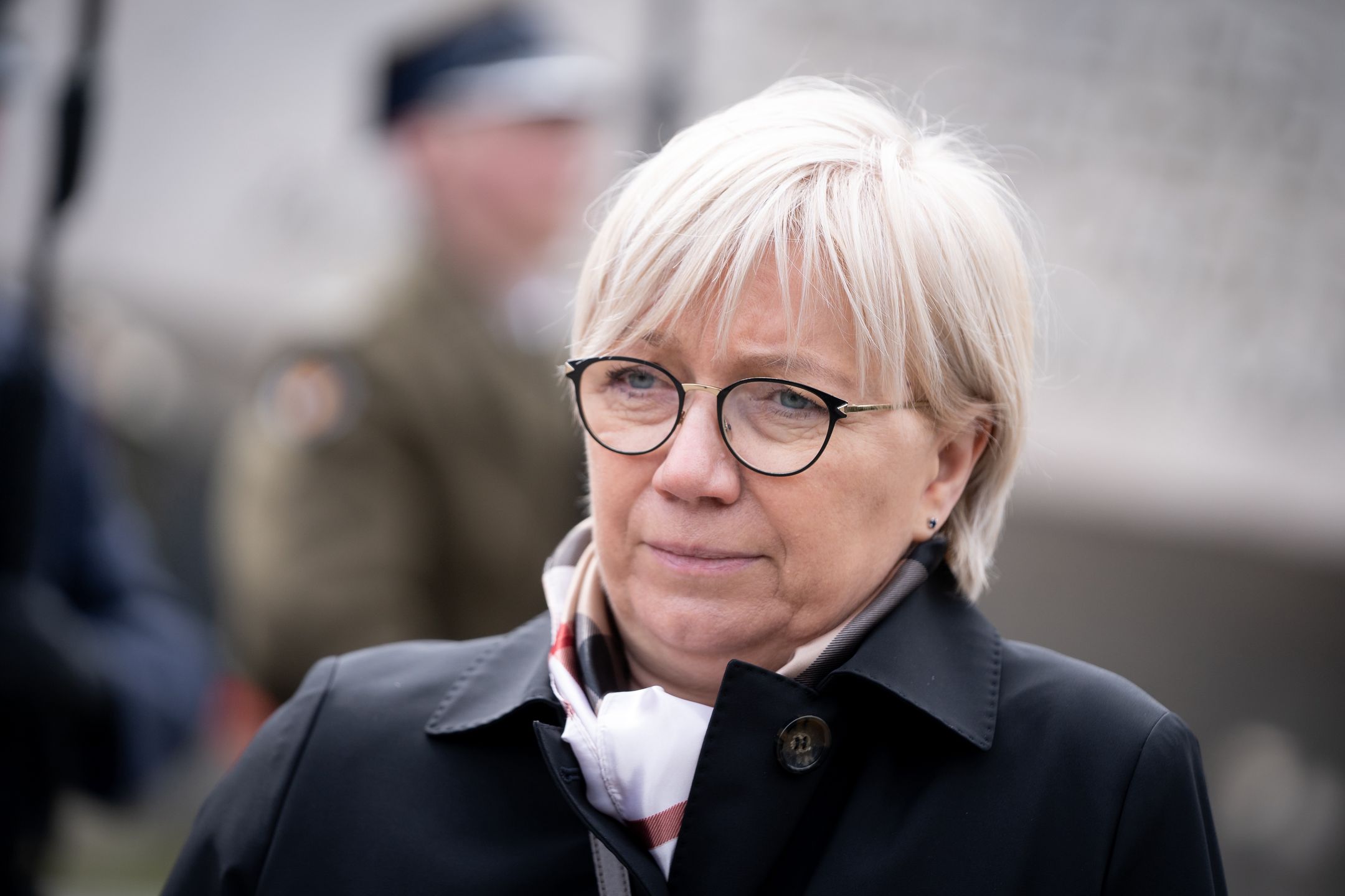 President of the Constitutional Tribunal Julia Przylebska during the ceremonies commemorating the 12th anniversary of the presidential plane crash near Smolensk, at Powazki Military Cemetery in Warsaw, Poland on April 10, 2022.  (Photo by Mateusz Wlodarczyk/NurPhoto via Getty Images)
