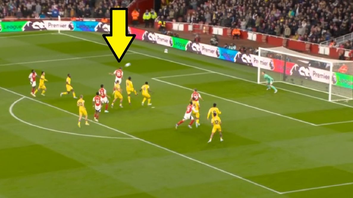 Twitter / Screen / Viaplay / Na zdjęciu: Jakub Kiwior strzelił gola przeciwko Crystal Palace