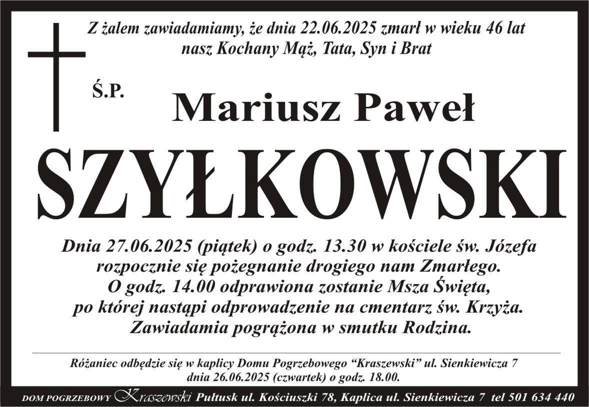 Nekrolog Mariusza Szyłkowskiego