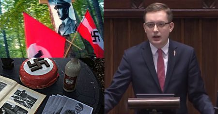 Poseł Kukiz’15 broni asystenta neonazisty… i sugeruje TVN oszustwo. "Wyglądało to jak ustawka. Swastyki układano z wafelków?"