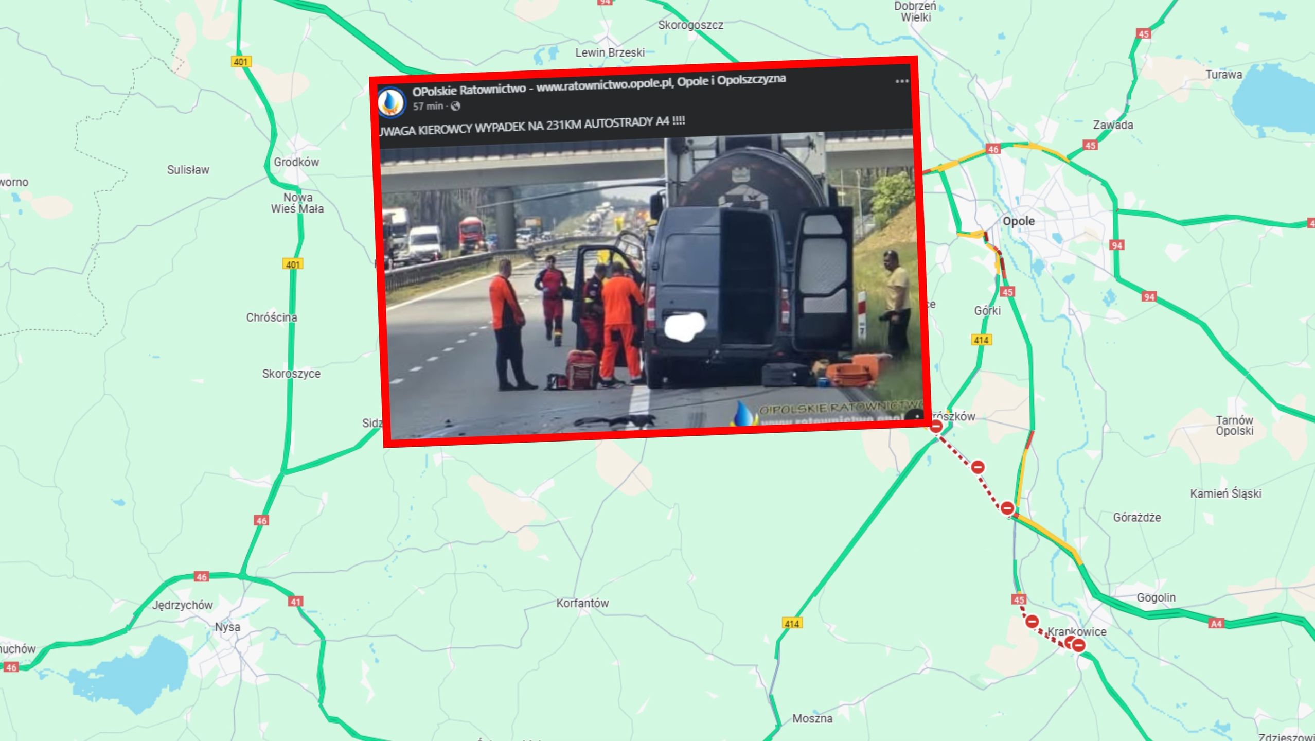 Wypadek na A4 pod Opolem 