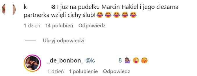 Komentarz Dominiki Serowskiej na Instagramie