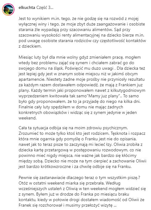 Posty Łukasza na temat relacji z Oliwią 