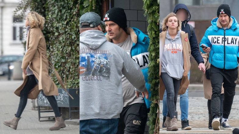 Piotr Stramowski i jego ukochana wychodzą z restauracji osobno