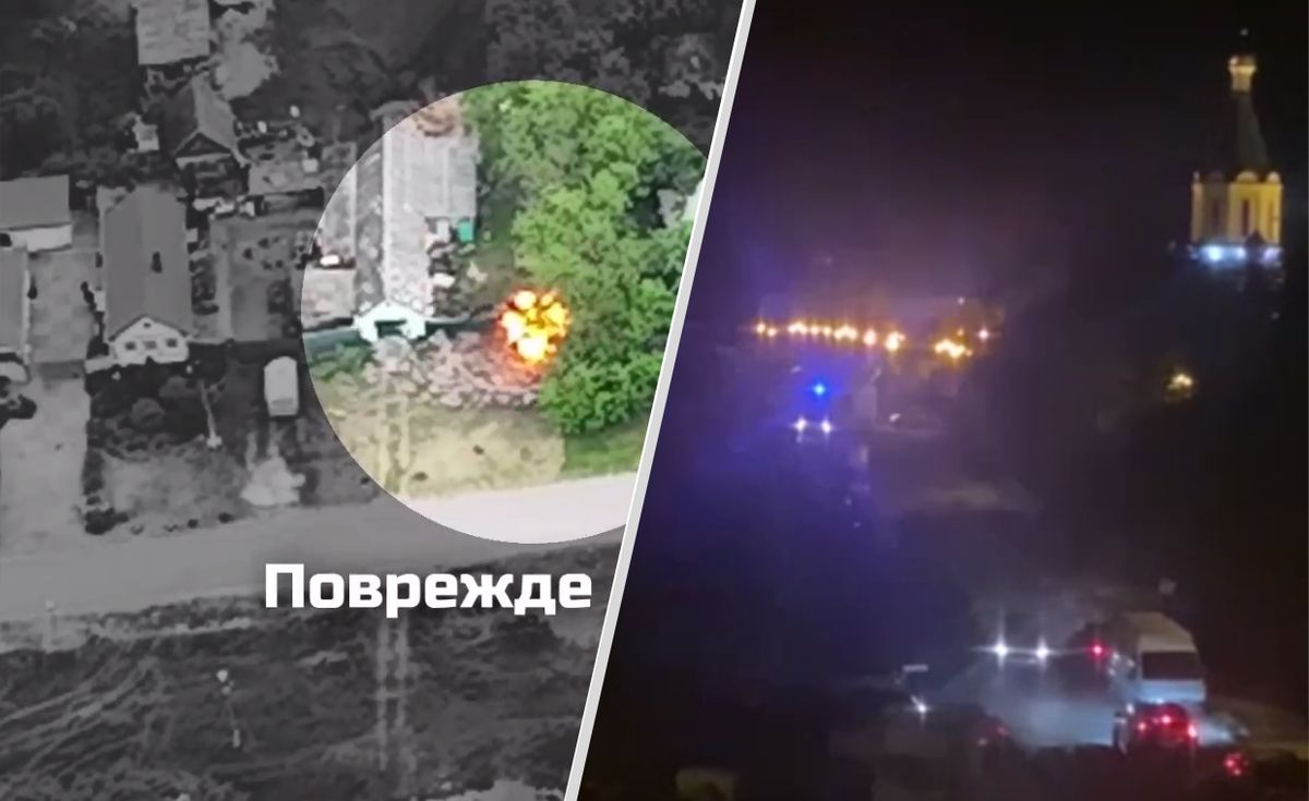 Po prawej kadr z nocnego ataku na miejscowość Maiskii pod Biełgorodem. Po lewej kadr z materiału z wcześniejszych akcji Legionu "Wolność Rosji"