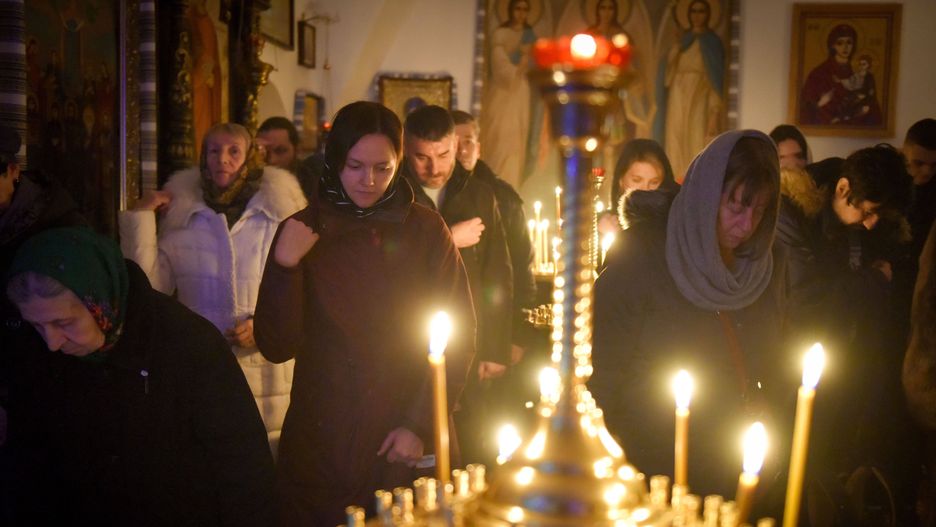 Msza w jednym z kijowskich klasztorów