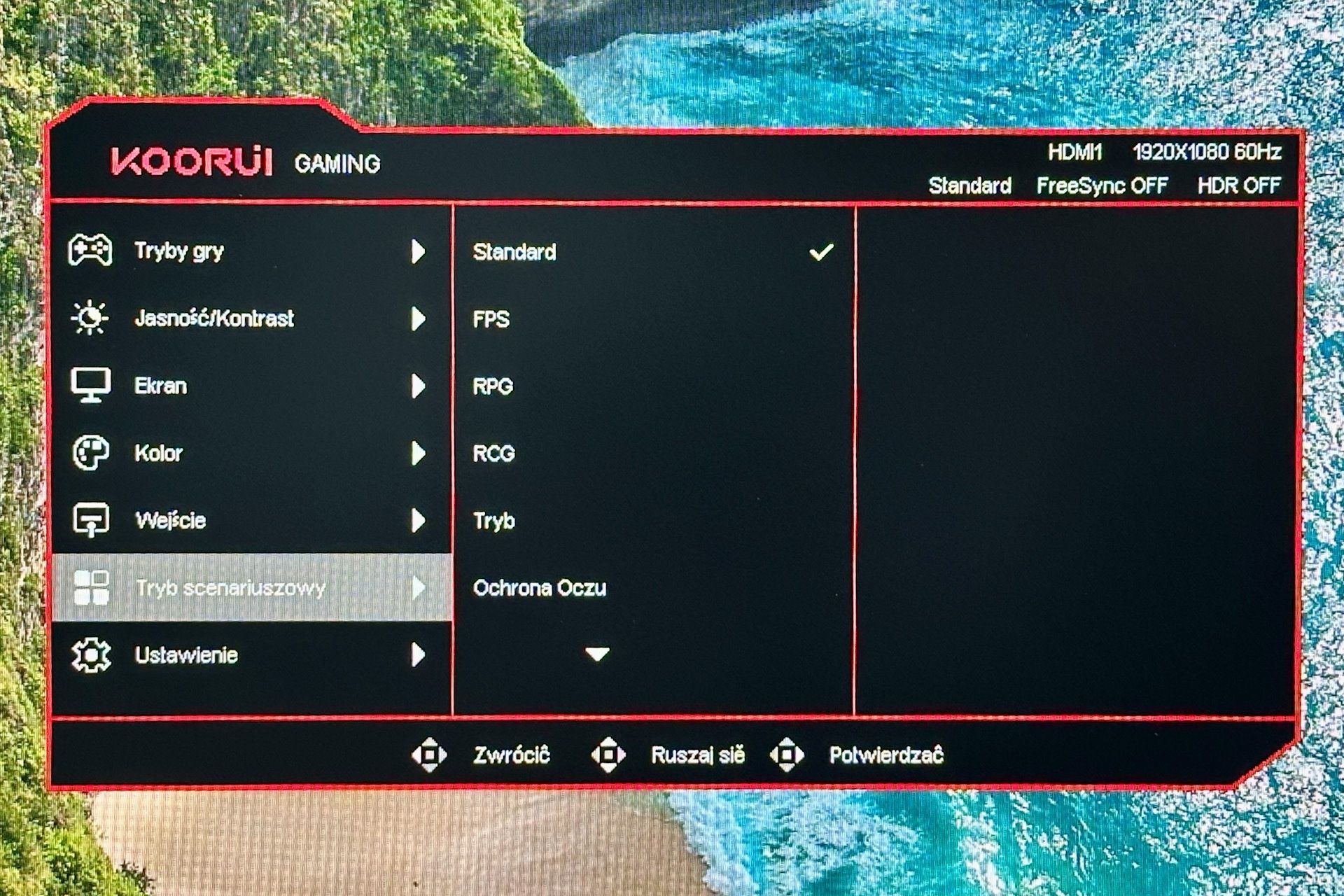 Koouri G2711P - menu scenariusze