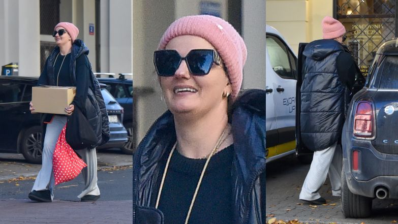 Obładowana Zofia Zborowska na mieście