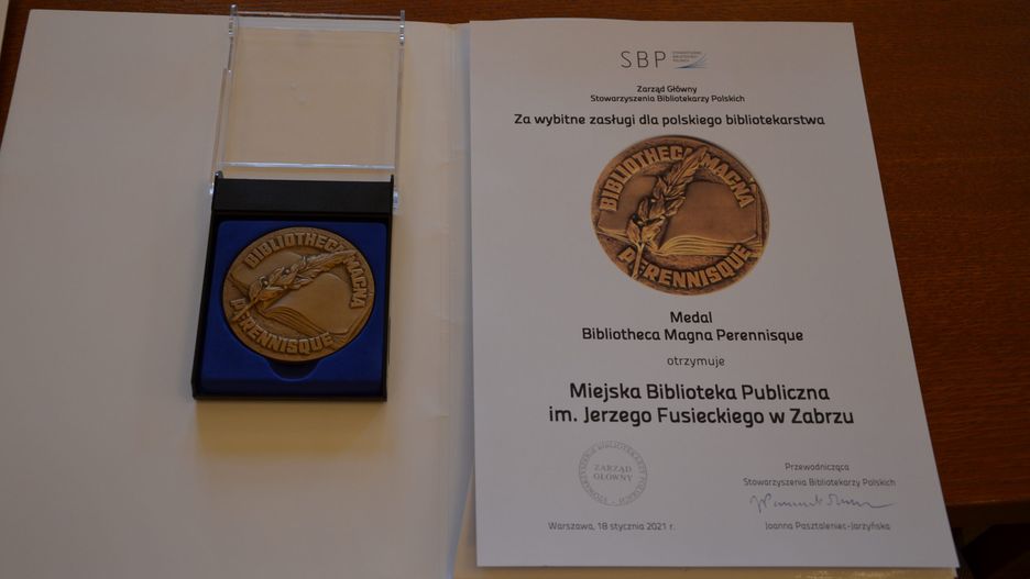 Śląskie. MBP w Zabrzu otrzymała m.in. Medal Bibliotheca Magna Perennisque przyznawany przez Stowarzyszenie Bibliotekarzy Polskich.