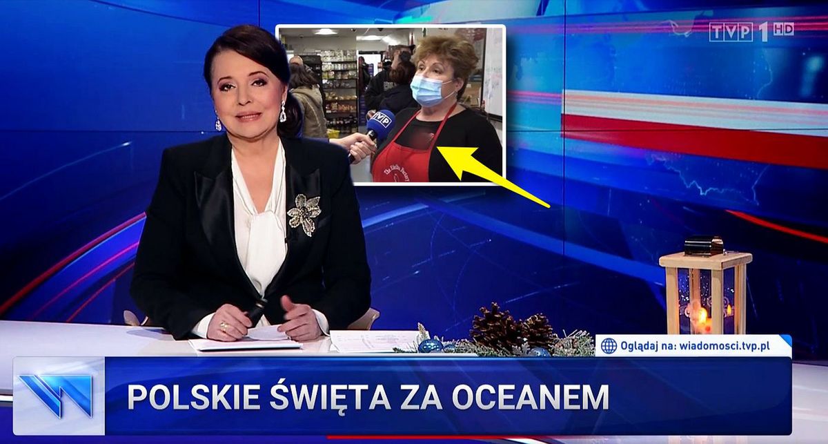 Świąteczny materiał "Wiadomości" TVP z rozmazanym logiem WOŚP