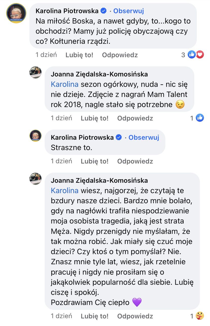 Agentka Agnieszki Chylińskiej wdaje się w dyskusję z Karoliną Korwin Piotrowską