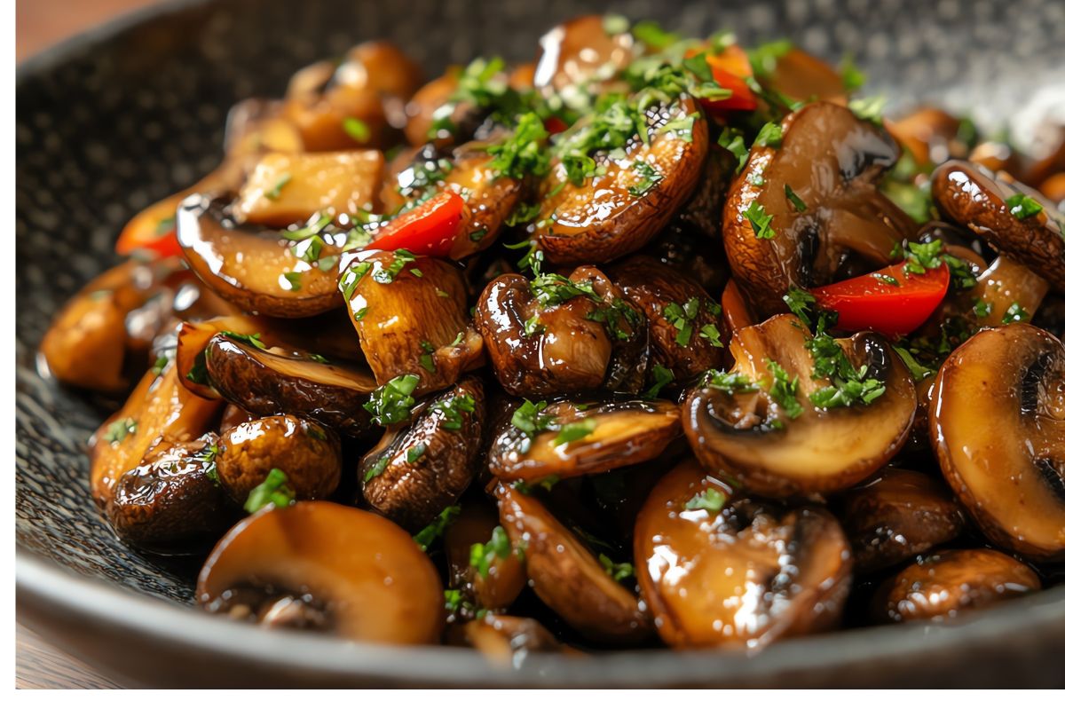 I brown the mushrooms and pour this sauce over them.