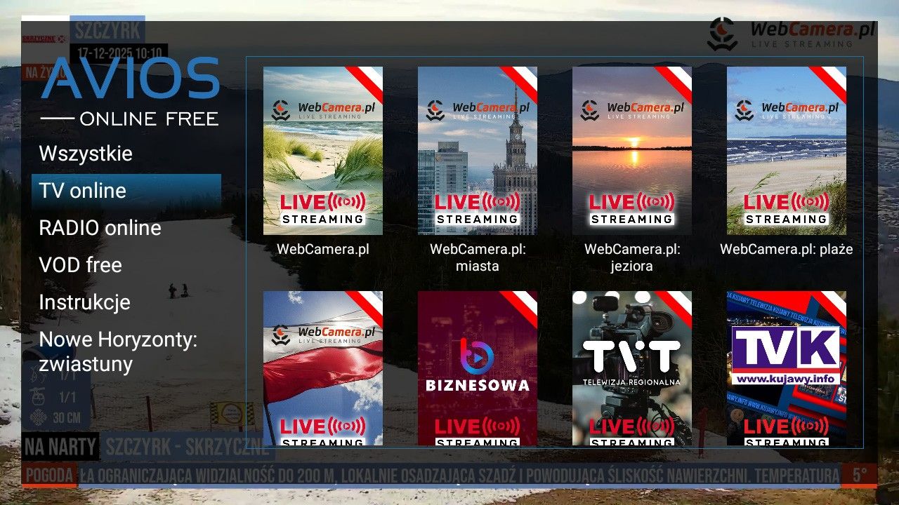 Streamy w menu dekodera