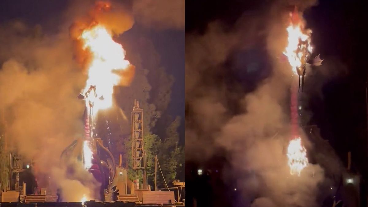 Podczas pokazów w Disneylandzie ogromny smok stanął w ogniu