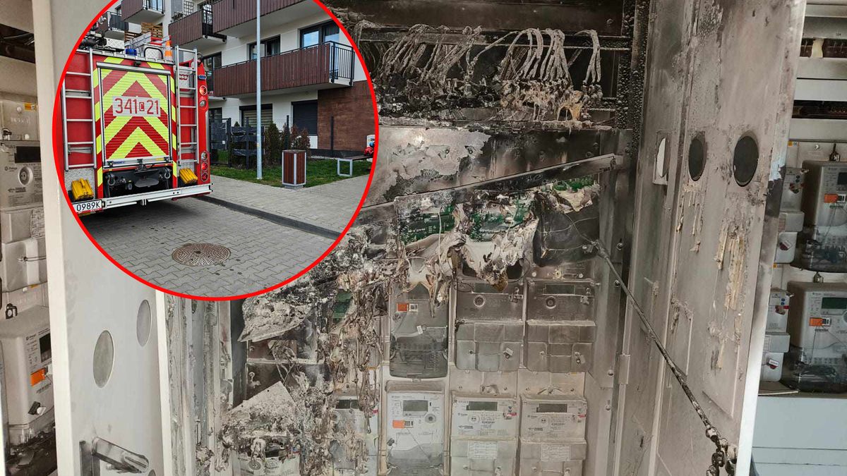 Tak wygląda rozdzielnia po pożarze. Całe szczęście, nikomu nic się nie stało