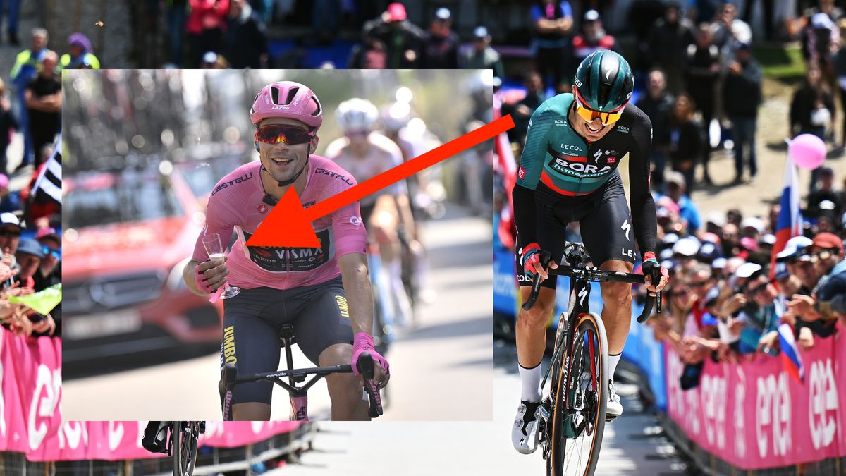 Cesare Benedetti (z prawej) był bardzo aktywny podczas ostatniego etapu Giro d'Italia 2023