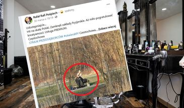 Koronawirus. Salon fryzjerski w parku w Częstochowie 