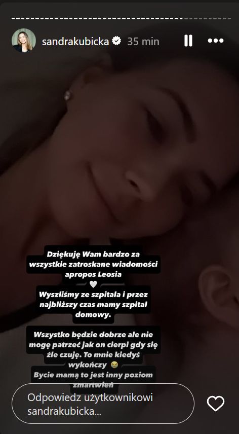 Sandra Kubicka o pobycie syna w szpitalu