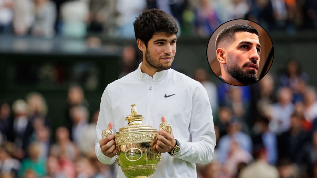 Getty Images / Frey/TPN / Na zdjęciu: Carlos Alcaraz i Ilia Topuria (w okienku)