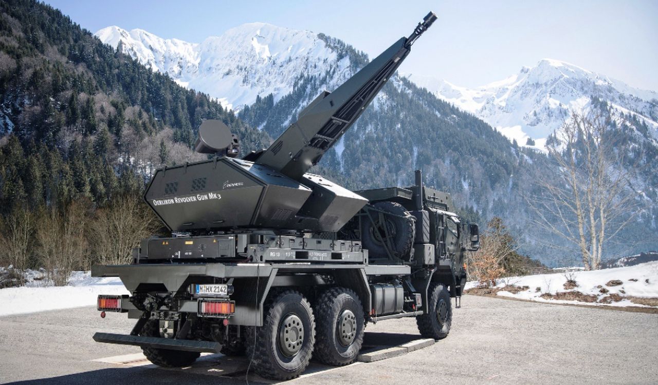 "Skynex mounted on the chassis of a lorry"