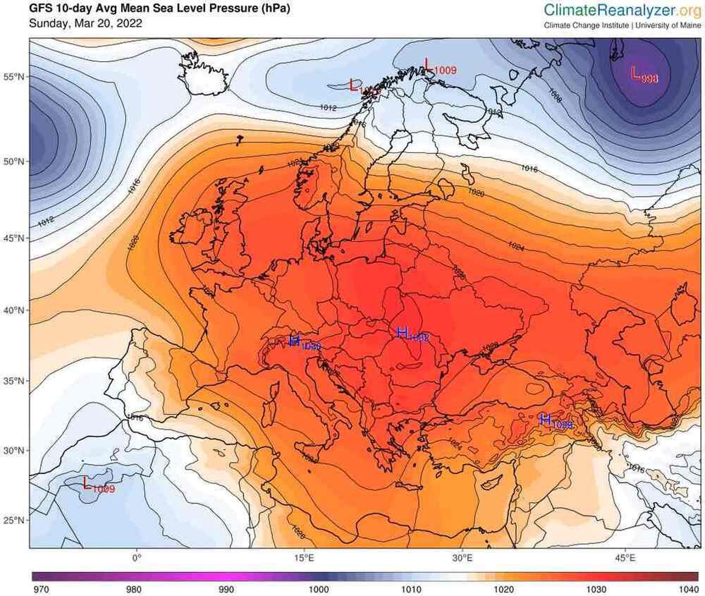 Prognoza długoterminowa dla Polski zapowiada ciepłe dni. Na zdjęciu mapa pogodowa na marzec 