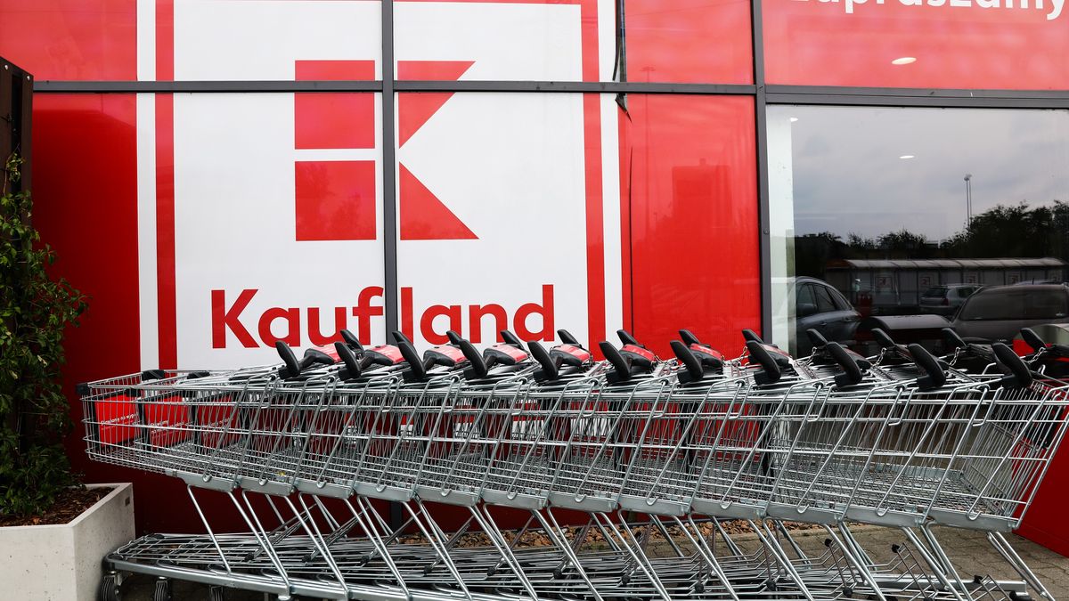 Shopping trolleys are seen near Kaufland supermarket in Krakow, Poland on July 26, 2022. (Photo by Jakub Porzycki/NurPhoto via Getty Images)