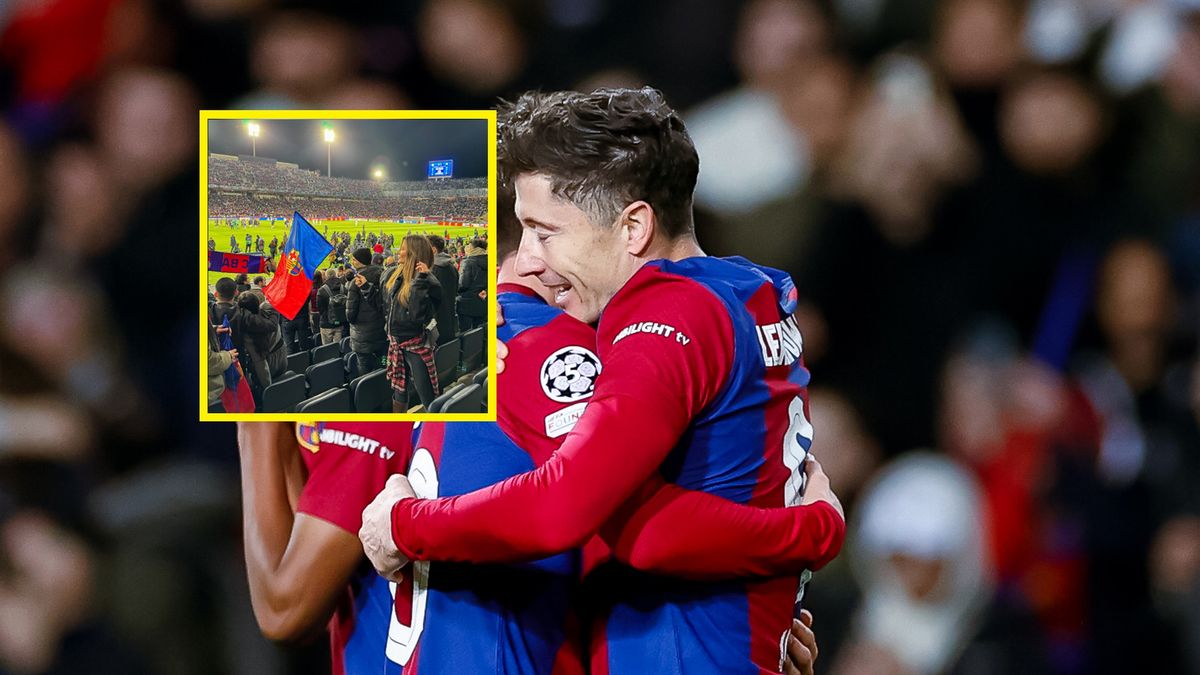 Zdjęcie okładkowe artykułu: Getty Images / Matteo Ciambelli / DeFodi Images / Na zdjęciu: Robert Lewandowski cieszący się z bramki, w ramce Anna Lewandowska na meczu FC Barcelony