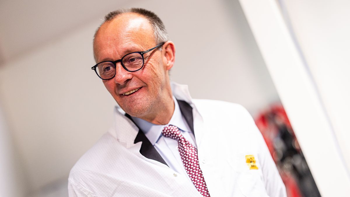 BERLIN, GERMANY - DECEMBER 3: German Chancellor Friedrich Merz visits Berlin Space Technologies, a manufacturer of space satellites and satellite components, on December 3, 2025 in Berlin, Germany. The visit was part of Merz's inaugural visits to the state of Berlin. (Photo by Rainer Keuenhof -  Pool/Getty Images)