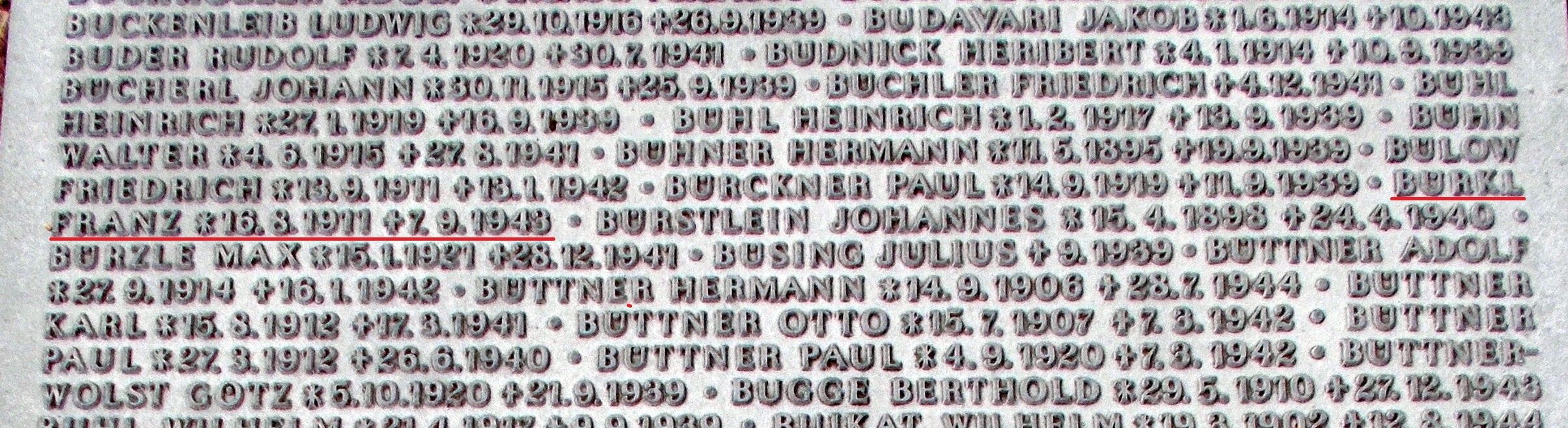 Zapis na jednej z tablic dotyczący Bürkla